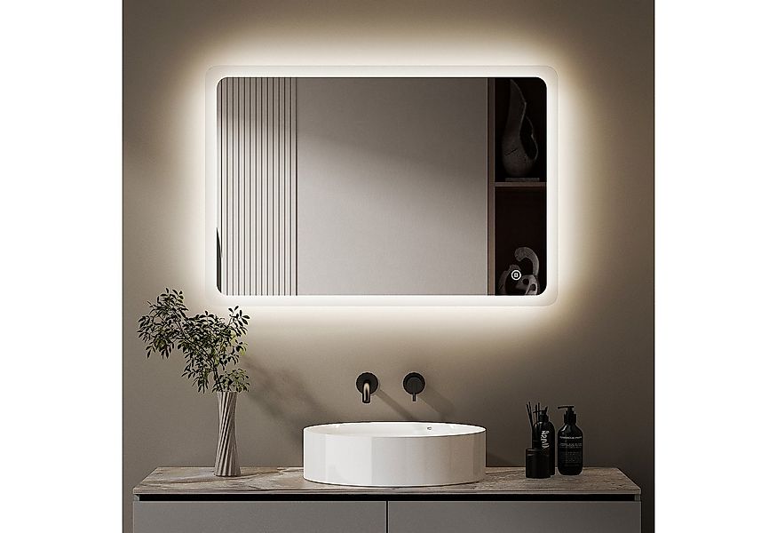 WDWRITTI Badspiegel Wandspiegel Badezimmerspiegel Led Spiegel Bad mit Beleu günstig online kaufen