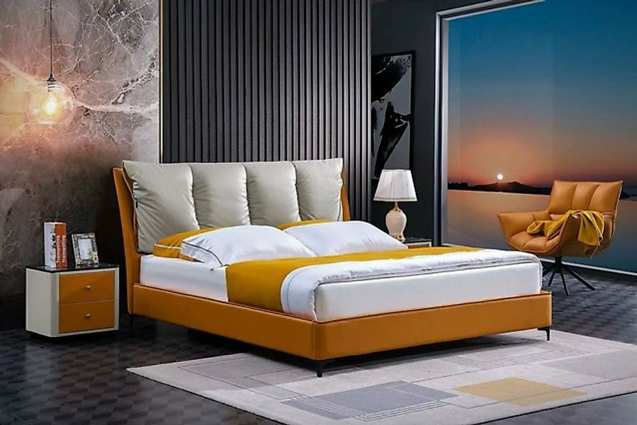 JVmoebel Bett, Luxus Bett Design Hotel Orange Betten Schlafzimmer Möbel Dop günstig online kaufen