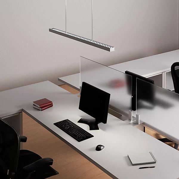 LED-Büro-Pendellampe Jolinda, silber, Metall, 118cm, up/down günstig online kaufen