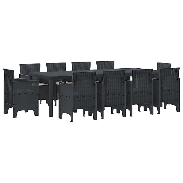 vidaXL 11-tlg Garten-Essgruppe mit Kissen Anthrazit Poly Rattan 3378593 günstig online kaufen