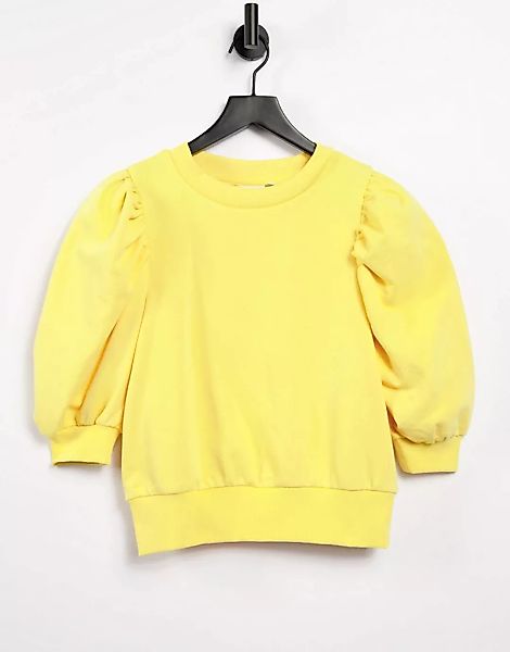Only – Sweatshirt in Gelb mit voluminösen Ärmeln günstig online kaufen