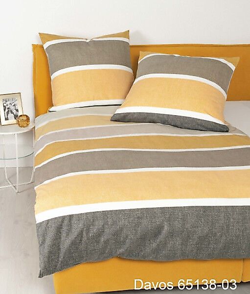 Janine Janine Feinbiber Bettwäsche DAVOS 65138 gelbgold walnuss Größe:  155 günstig online kaufen