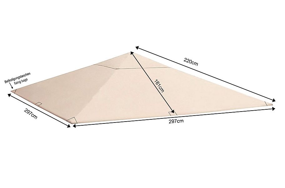 Quick Star Pavillon-Ersatzdach Ersatzdach 3x3m Stil-Pavillon Sand, 180 g/m² günstig online kaufen