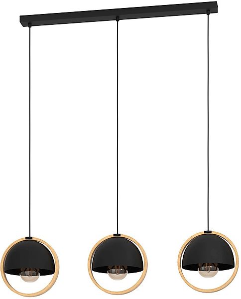 EGLO Hängeleuchte »Callow Hängelampe, Metall und Holz, Esszimmerlampe, E27, günstig online kaufen