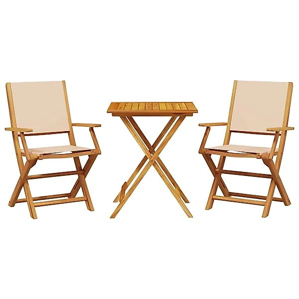 vidaXL 3-tlg Bistro-Set Beige Stoff und Massivholz Modell 3 günstig online kaufen