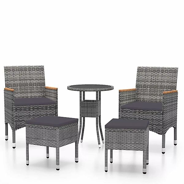 vidaXL 5-tlg Garten-Lounge-Set Poly Rattan Grau Modell 5 günstig online kaufen