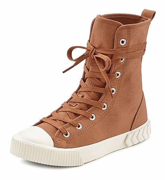 LASCANA Stiefelette, im Combat Look, High Top Sneaker, Schnürschuh, Textil- günstig online kaufen