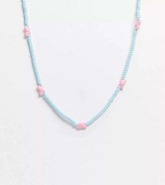 ASOS DESIGN Curve – Halskette mit Schmetterlingsperlen-Mehrfarbig günstig online kaufen