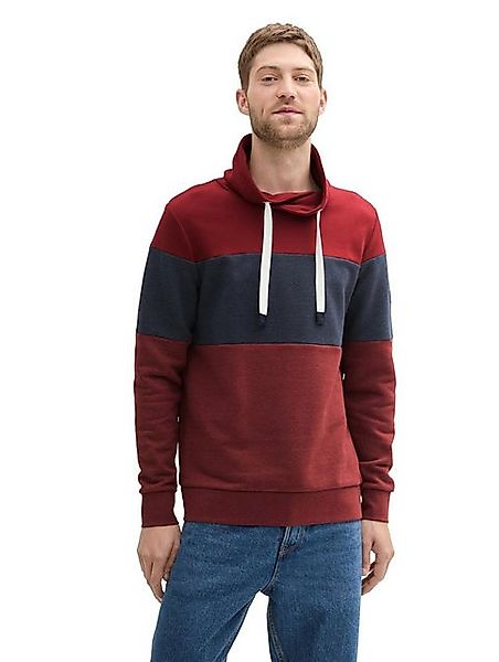 TOM TAILOR Sweatshirt snood with cutline, burgundy dark red melange günstig online kaufen