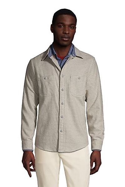 Flanell-Workerhemd, Classic Fit, Herren, Größe: S Normal, Beige, Baumwolle, günstig online kaufen