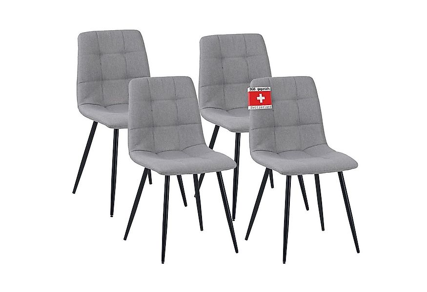 Albatros International Esszimmerstuhl Esszimmerstuhl BORA 4er Set Grau Stof günstig online kaufen