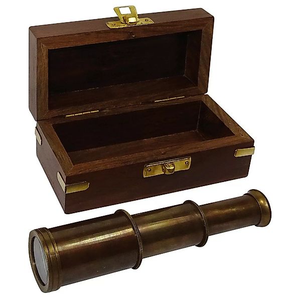 Fernrohr Antik-Stil Braun ausziehbar Holzbox Messing Vintage Fernglas Marit günstig online kaufen