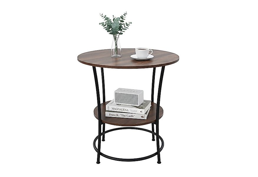 relaxdays Beistelltisch mit 2 Ablage, Braun-Schwarz günstig online kaufen