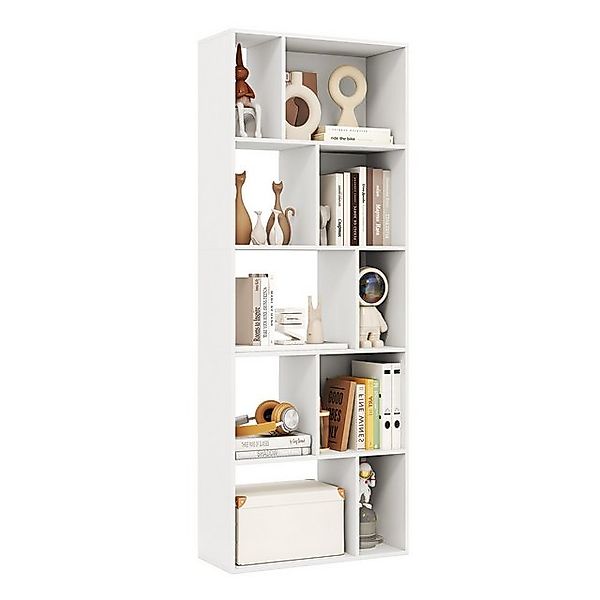 COSTWAY Bücherregal, 5 Ebene, Würfelregal mit 10 Fächern, weiß, 60x25x160cm günstig online kaufen