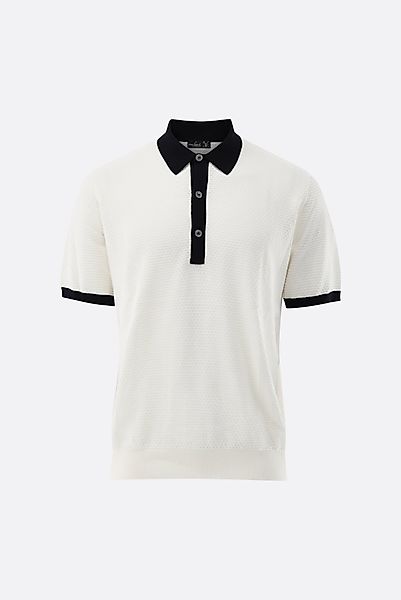 Strick Poloshirt mit Kontraskragen und Struktur günstig online kaufen