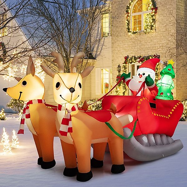 COSTWAY Weihnachtsfigur, mit Schlitten LED, selbstaufblasend, günstig online kaufen