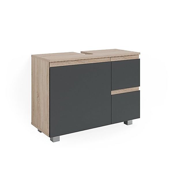 Vicco Waschbeckenunterschrank J-Shape Sonoma/Anthrazit 80 x 61 cm günstig online kaufen