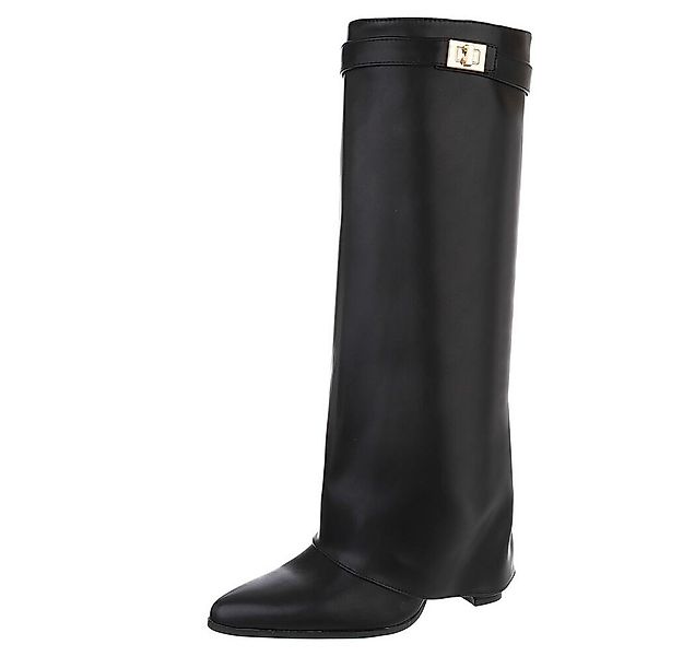 Ital-Design Elegante kniehohe Stiefelette mit Blockabsatz für Damen High-He günstig online kaufen