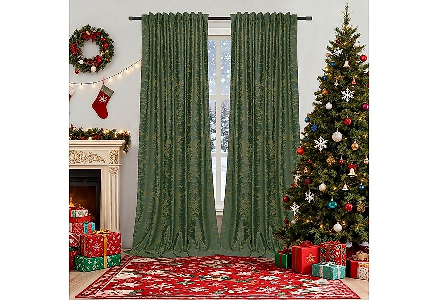 Qelus Vorhang Samt Multifunktionsband, Vorhang Blickdicht, 2er Golddruck Th günstig online kaufen