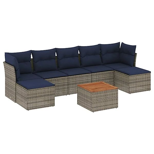 vidaXL 8-Tlg Gartensofa-Set mit Kissen Grau Polyrattan 3256110 günstig online kaufen