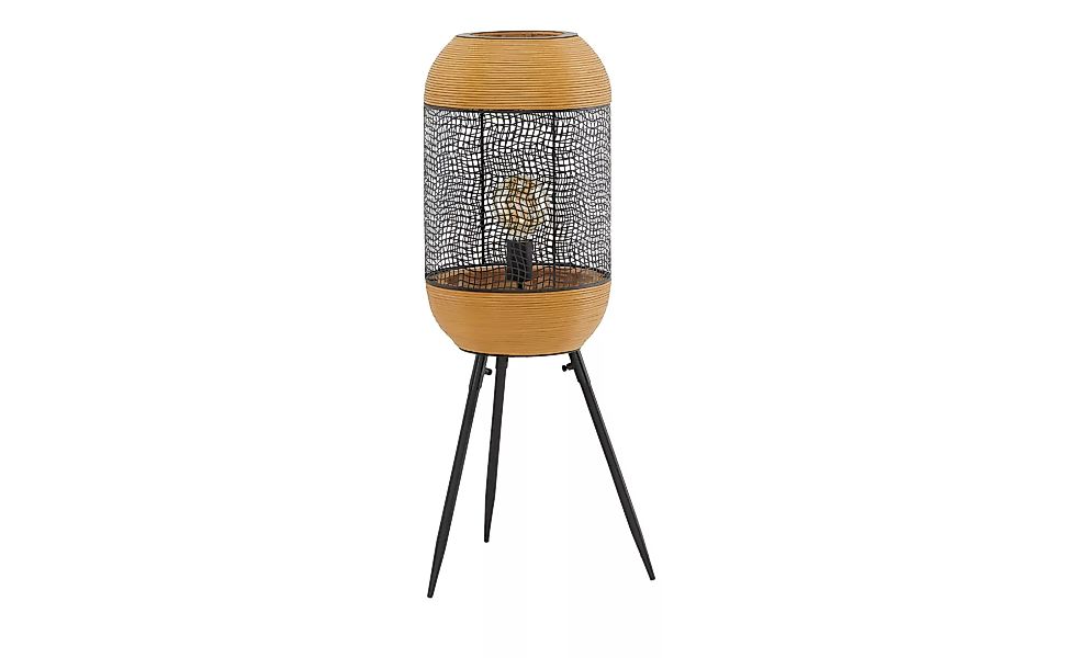 Stehleuchte, 1-flammig, Bambus-Optik / Metall - schwarz - 85 cm - Lampen & günstig online kaufen