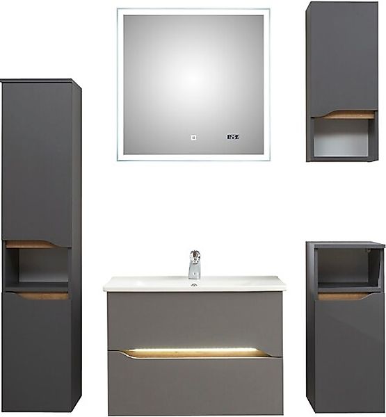 Saphir Badmöbel-Set »Quickset 5-teilig, Keramik-Waschtisch mit LED-Spiegel« günstig online kaufen