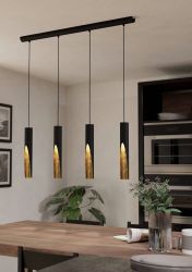 LED-Hängeleuchte Barbotto in Schwarz/Gold, 4fl. günstig online kaufen