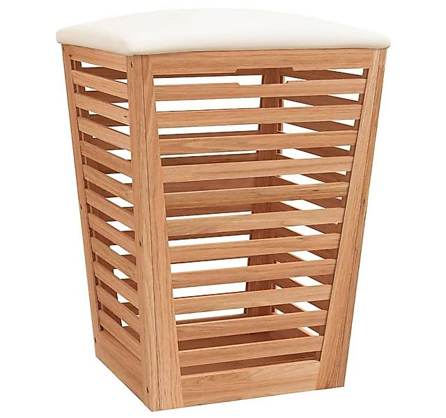 vidaXL Wäschekorb Badhocker 40,5x40,5x56 cm Massivholz Nussbaum günstig online kaufen