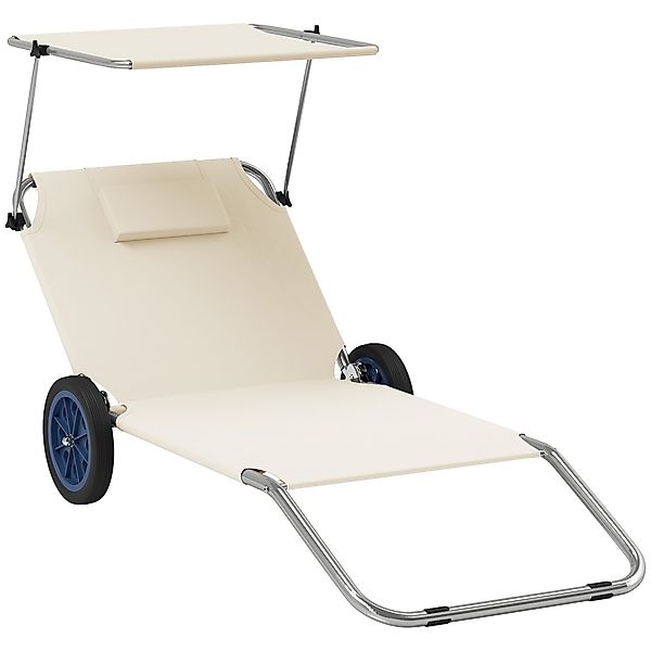 Outsunny Gartenliege mit Kopfkissen, Dach, Rolle, günstig online kaufen