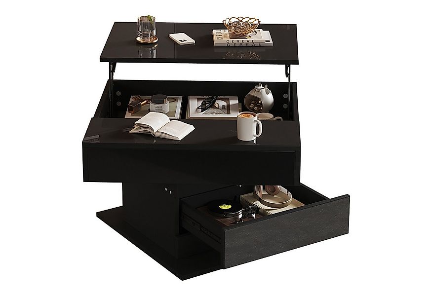 Merax Couchtisch hochglanz Sofatisch 360° drehbar höhenverstellbar Beistell günstig online kaufen