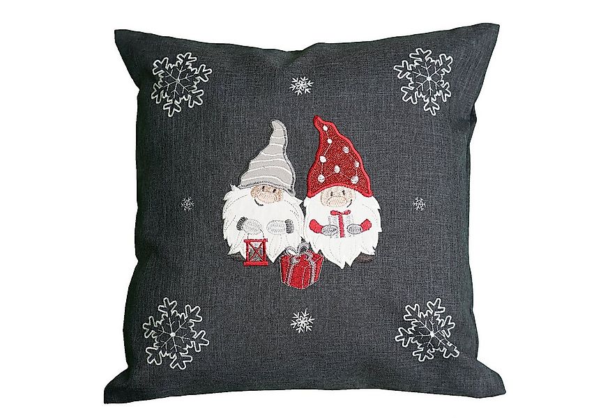 texpot Kissenhülle 40 x 40 cm mit Stickerei Wichtel Winter Weihnachten, (1 günstig online kaufen