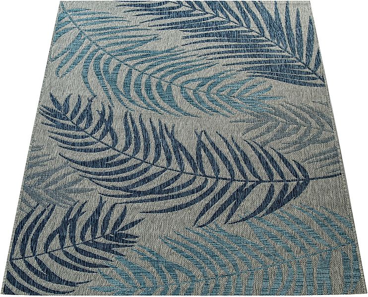 Paco Home Teppich »Kuba 123«, rechteckig, 4 mm Höhe, Flachgewebe, Motiv Blä günstig online kaufen