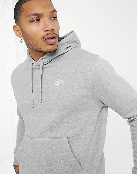 Nike – Club – Grauer Kapuzenpullover günstig online kaufen