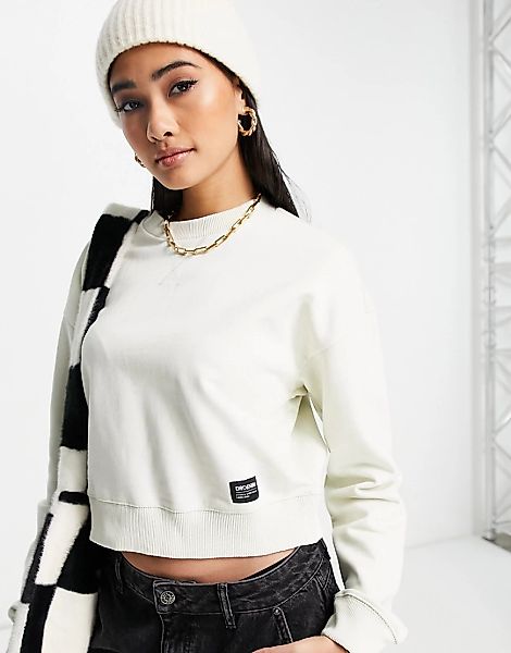 Dr Denim – Lindsay – Sweatshirt mit kurzem Schnitt-Weiß günstig online kaufen