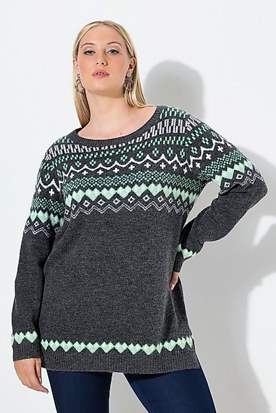 Ulla Popken Strickpullover Norweger-Pullover Rundhals Langarm weicher Stric günstig online kaufen