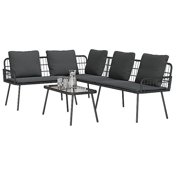 vidaXL Loungesofa Set von 2 Schwarz Pulverbeschichteter Stahl Groß Langlebi günstig online kaufen