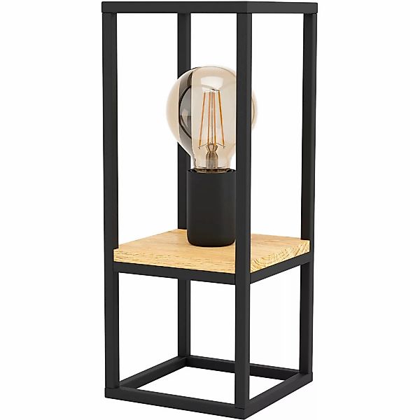 Eglo Tischleuchte Libertad 1-flammig 35 cm x14 cm x 14 cm Schwarz-Braun günstig online kaufen