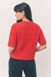 Next Rundhalspullover Geripptes Rundhals-T-Shirt aus Strick, günstig online kaufen