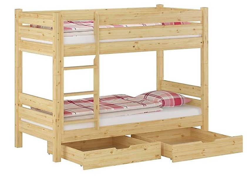 ERST-HOLZ Etagenbett Kinderetagenbett 90 x 200 mit Bettkasten Rollrost und günstig online kaufen