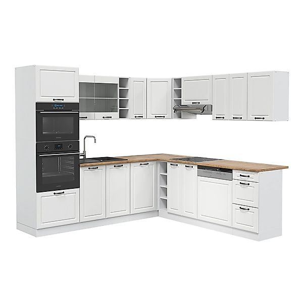 Vicco R-Line Eckküche Weiß Landhaus/Weiß 237 x 247 cm AP Eiche günstig online kaufen