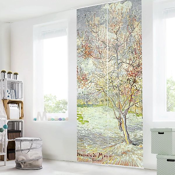 Schiebegardinen Set Kunstdruck Vincent van Gogh - Blühende Pfirsichbäume günstig online kaufen