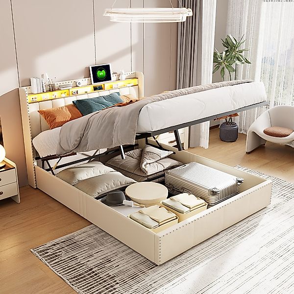 PXloue Polsterbett Doppelbett Stauraumbett mit bettkasten günstig online kaufen