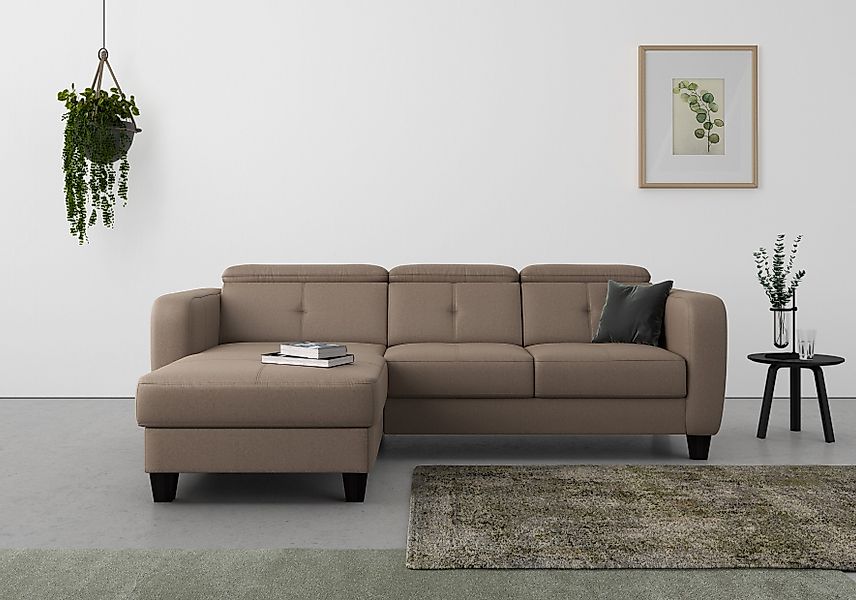 sit&more Ecksofa "Belluci L-Form" inklusive Federkern, wahlweise mit Bettfu günstig online kaufen