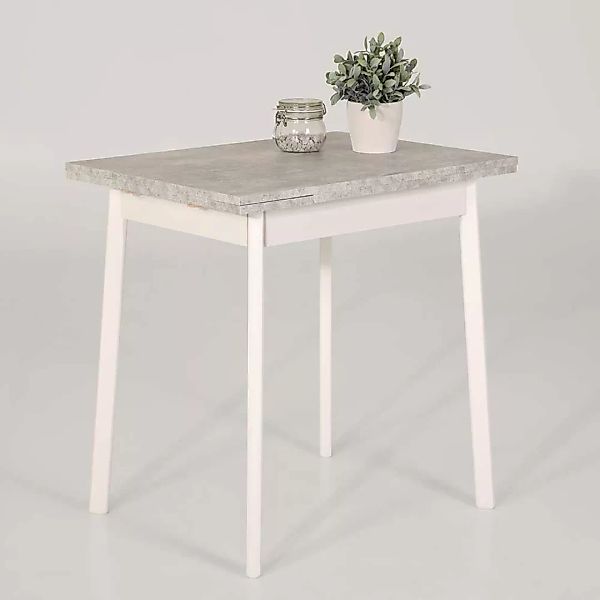 Tisch in Beton Grau und Weiß ausziehbar günstig online kaufen