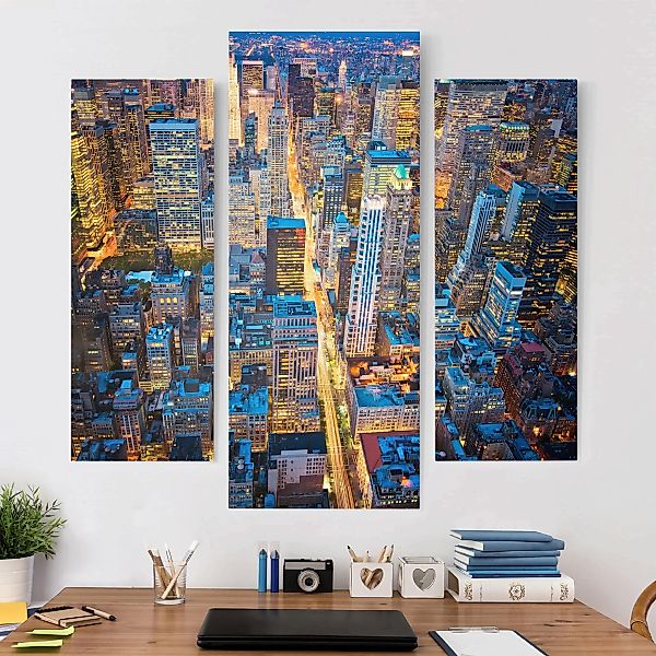 3-teiliges Leinwandbild Architektur & Skyline - Querformat Midtown Manhatta günstig online kaufen