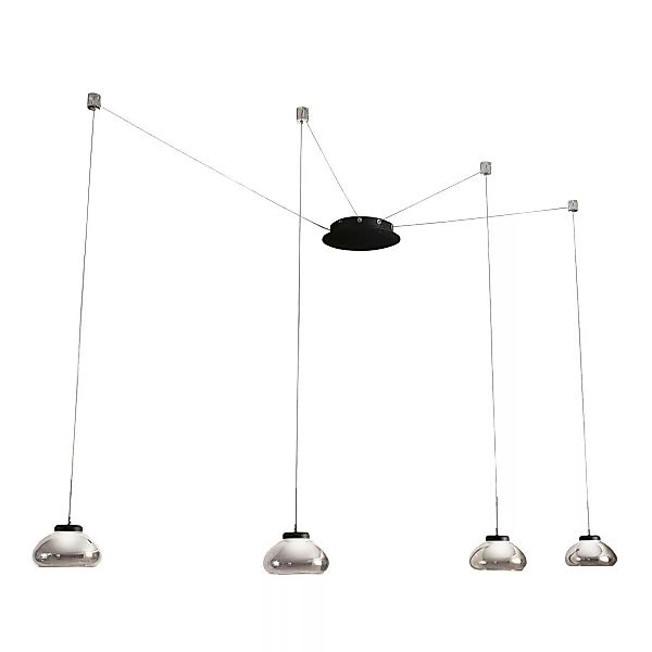 LED-Hängeleuchte Arabella, 4 fl, schwarz/grau/klar günstig online kaufen