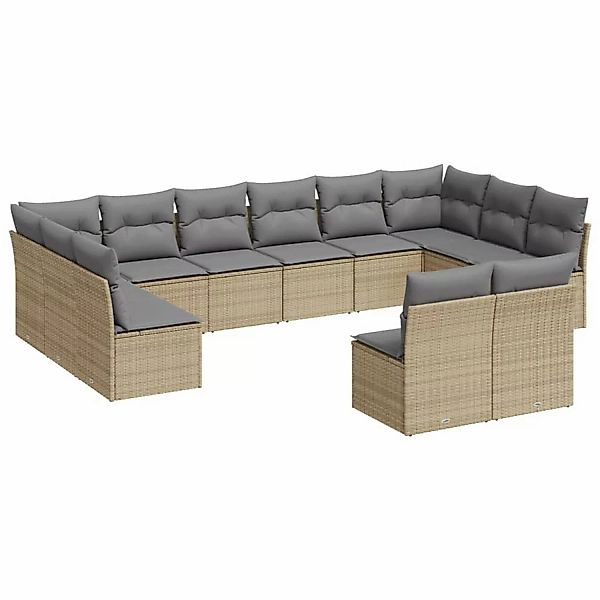 vidaXL 12-tlg Garten-Sofagarnitur mit Kissen Beige Poly Rattan Modell 21 günstig online kaufen