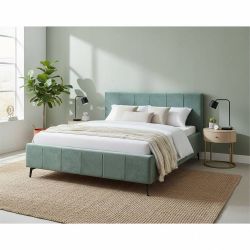 Komfortbett Stoff Grün aus Velours Vierfußgestell aus Metall günstig online kaufen