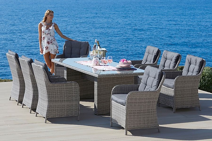 KONIFERA Garten-Essgruppe ""Menorca"" Set, 8x Sessel, 1x Tisch 230,8x100x75 günstig online kaufen