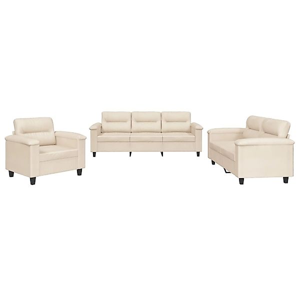 vidaXL 3-Tlg Sofagarnitur mit Kissen Beige Mikrofasergewebe 3202295 günstig online kaufen